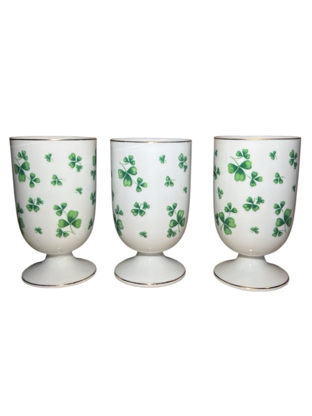 Vintage Lefton China Irish Coffee Cup Mugs Pedestal Set of 3  St. Patrick’s Day - Picture 4 of 15